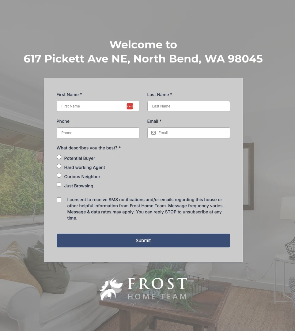 Open house check-in page